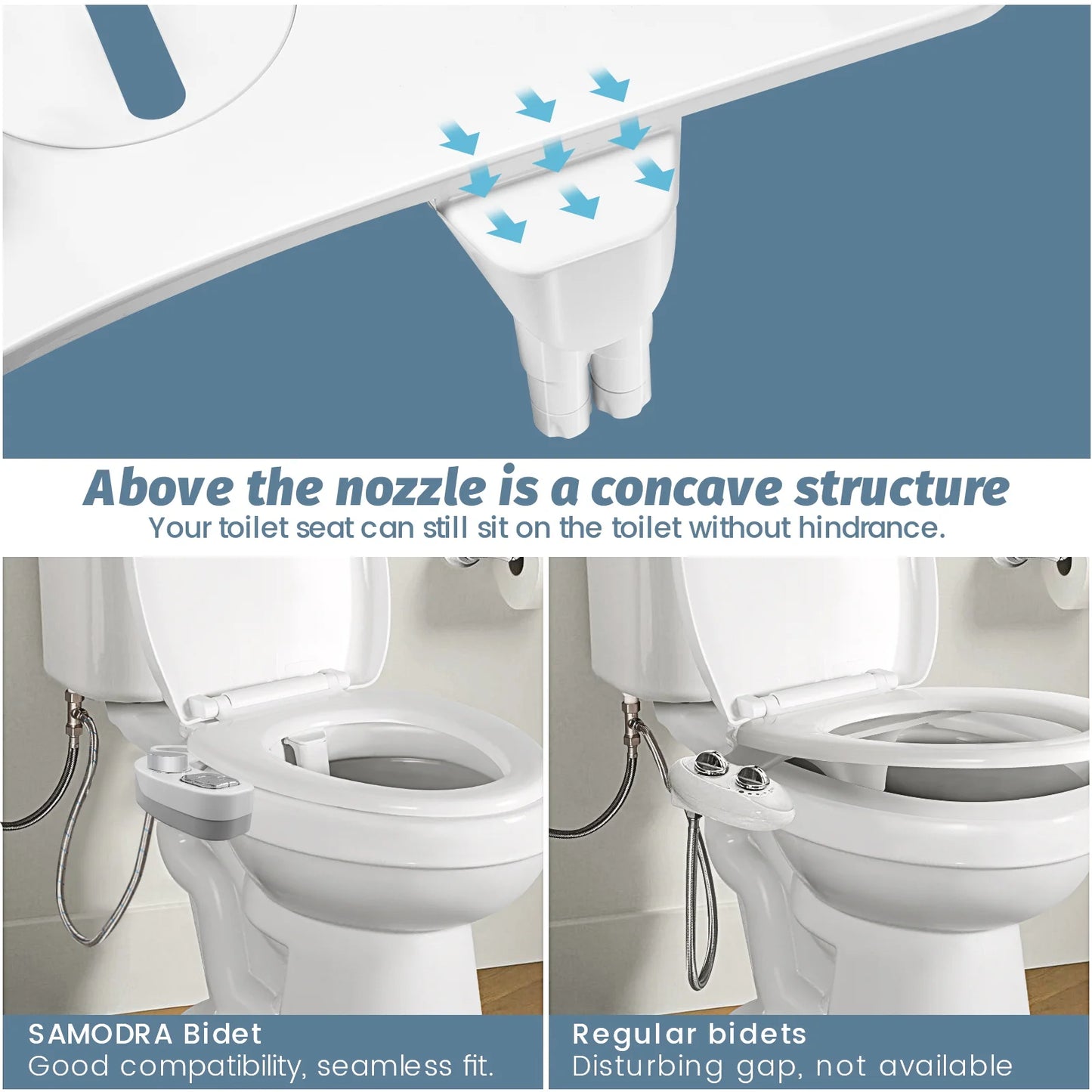 Bidet Toilet Seat Attachment Toilet Bidet Sprayer Ultra-Thin 3 Funtions Ass Bidet Shower Hygienic Wash For Bathroom