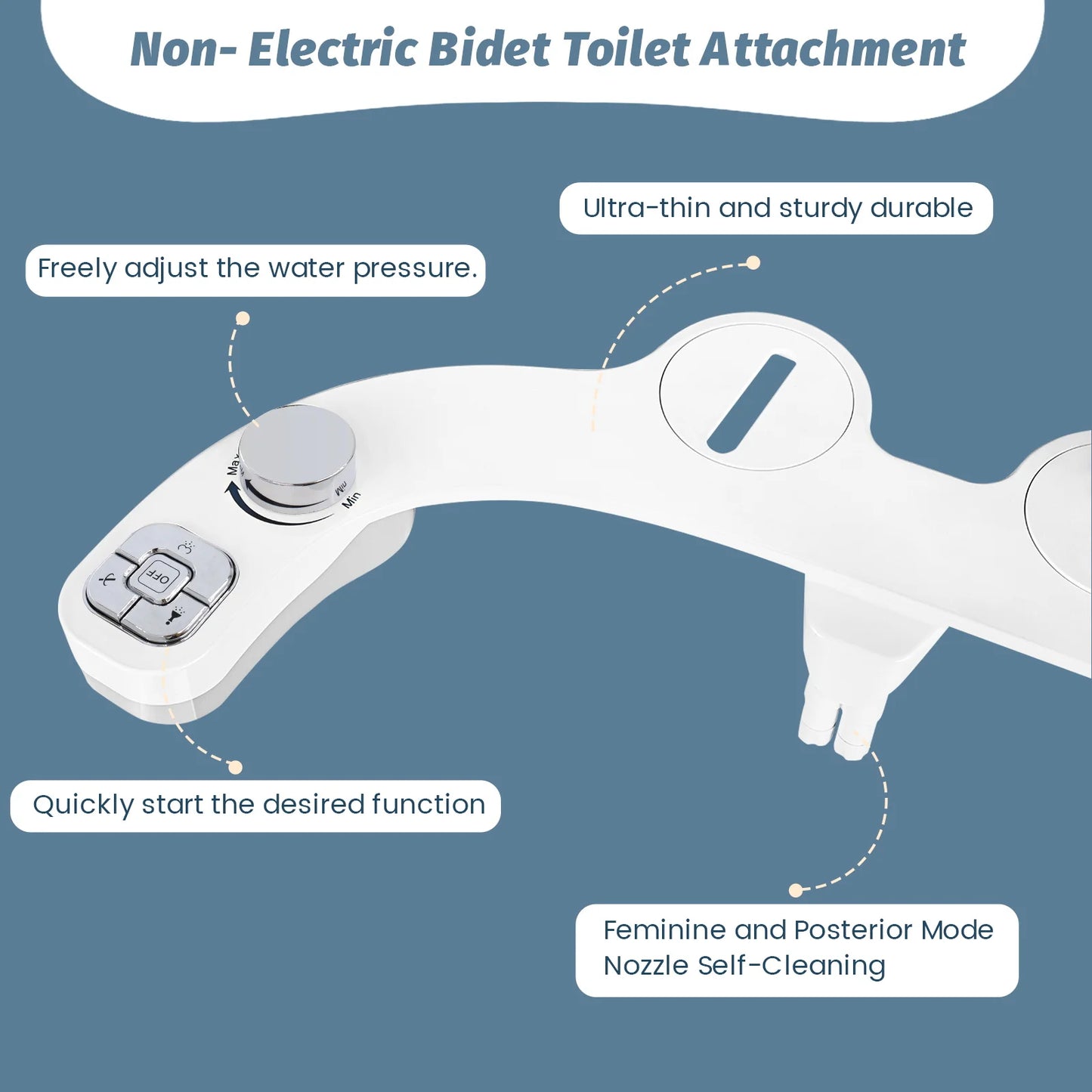 Bidet Toilet Seat Attachment Toilet Bidet Sprayer Ultra-Thin 3 Funtions Ass Bidet Shower Hygienic Wash For Bathroom