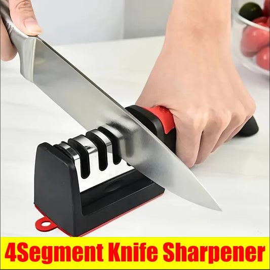 Kitchen 4 Segment Knife Sharpener Household Port Multi-Functional Hand-Held Three-Purpose Non-slip Design Quick Sharpening Stone