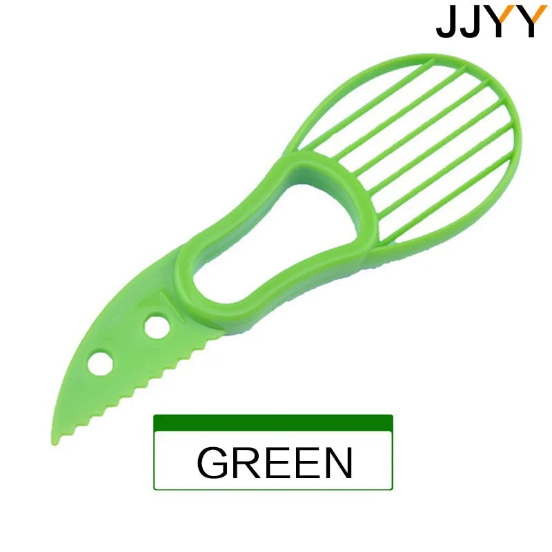 JJYY 3 In 1 Avocado Slicer Shea Corer Butter Fruit Peeler Cutter Pulp Separator Plastic Knife Kitchen Vegetable Tools