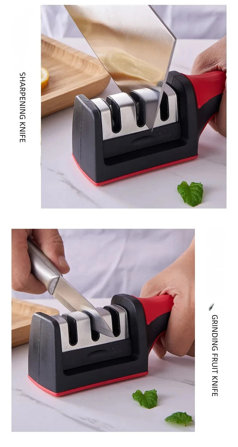 Kitchen 4 Segment Knife Sharpener Household Port Multi-Functional Hand-Held Three-Purpose Non-slip Design Quick Sharpening Stone