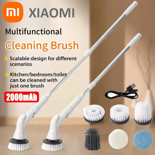 6-in-1 Electric Cleaning BrushWireless Electric Rotary Clean Brush Shower Cleaning Brush Kitchen Bathroom Home