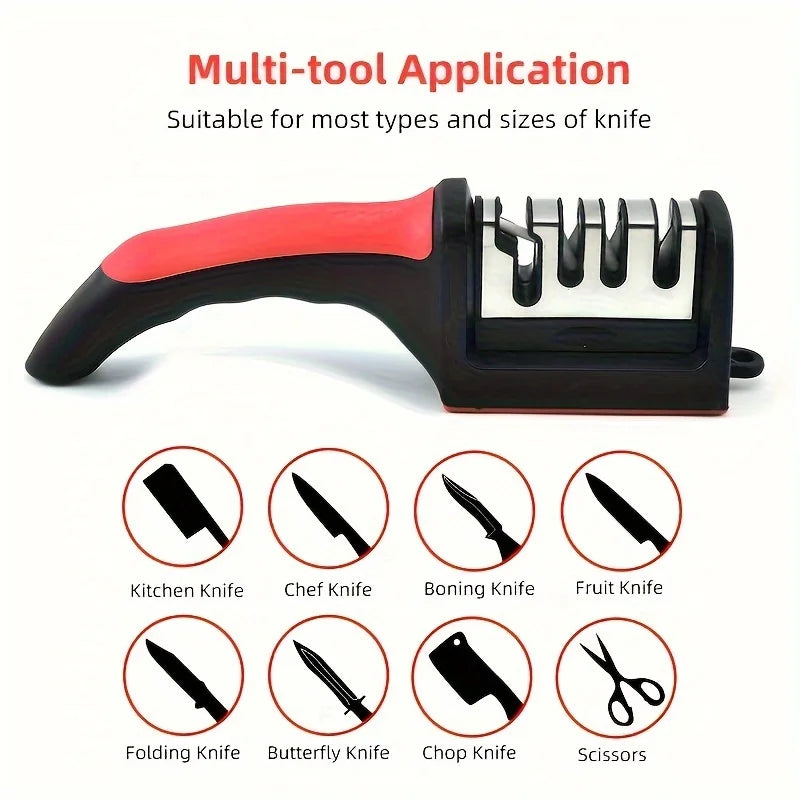 Kitchen 4 Segment Knife Sharpener Household Port Multi-Functional Hand-Held Three-Purpose Non-slip Design Quick Sharpening Stone